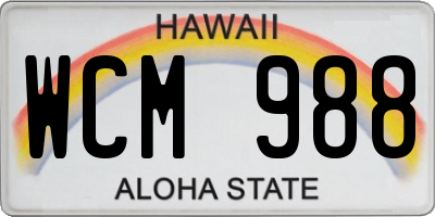 HI license plate WCM988