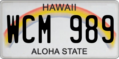 HI license plate WCM989