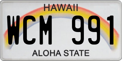 HI license plate WCM991