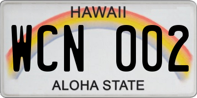 HI license plate WCN002