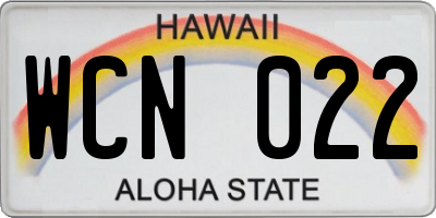 HI license plate WCN022