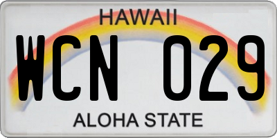 HI license plate WCN029