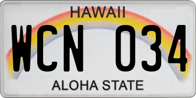 HI license plate WCN034