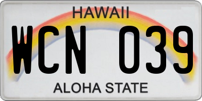 HI license plate WCN039