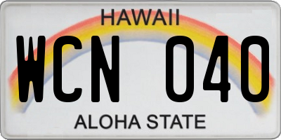 HI license plate WCN040