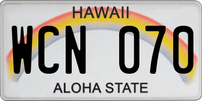 HI license plate WCN070