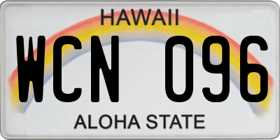HI license plate WCN096