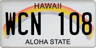 HI license plate WCN108