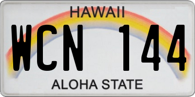 HI license plate WCN144