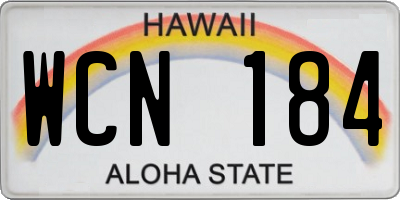 HI license plate WCN184