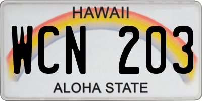 HI license plate WCN203