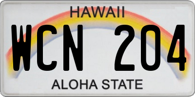 HI license plate WCN204