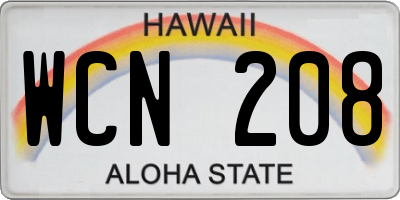 HI license plate WCN208