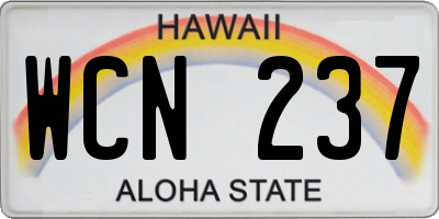 HI license plate WCN237