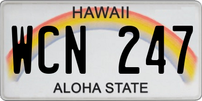 HI license plate WCN247