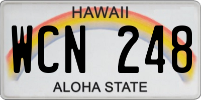 HI license plate WCN248