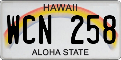 HI license plate WCN258