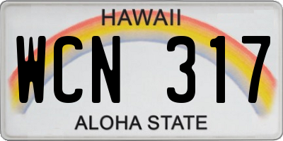 HI license plate WCN317