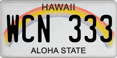 HI license plate WCN333
