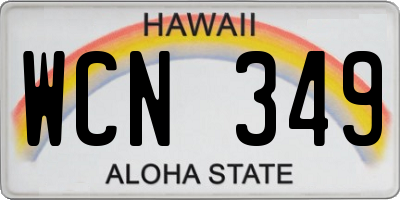 HI license plate WCN349