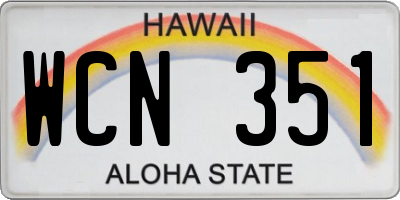 HI license plate WCN351