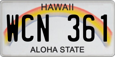 HI license plate WCN361