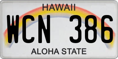 HI license plate WCN386