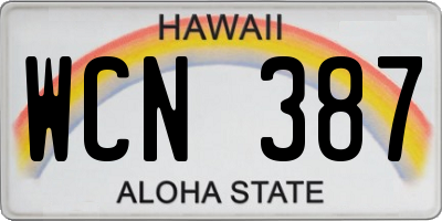 HI license plate WCN387