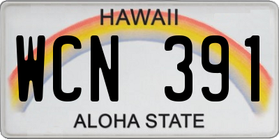 HI license plate WCN391