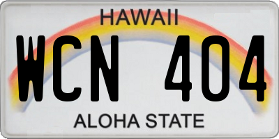 HI license plate WCN404