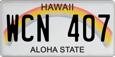 HI license plate WCN407