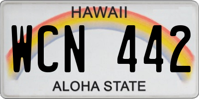 HI license plate WCN442