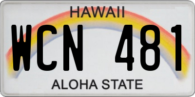 HI license plate WCN481