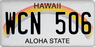 HI license plate WCN506