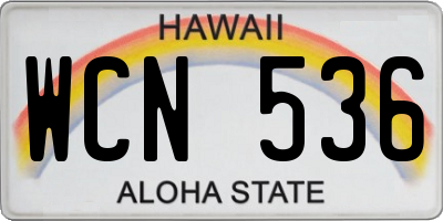HI license plate WCN536