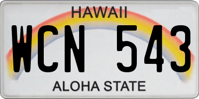 HI license plate WCN543