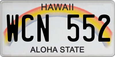 HI license plate WCN552