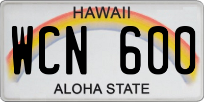 HI license plate WCN600