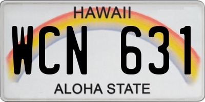 HI license plate WCN631