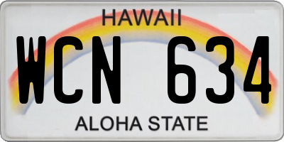 HI license plate WCN634