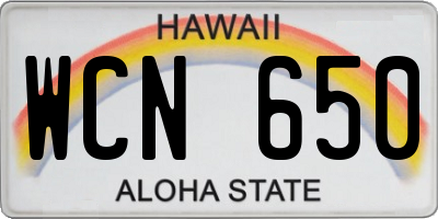 HI license plate WCN650