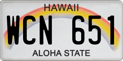 HI license plate WCN651