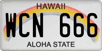 HI license plate WCN666