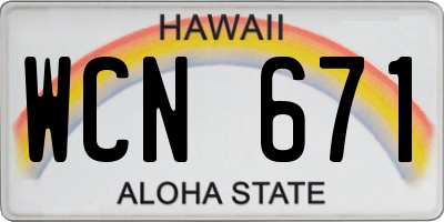 HI license plate WCN671