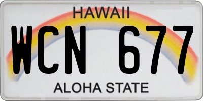 HI license plate WCN677