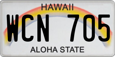 HI license plate WCN705