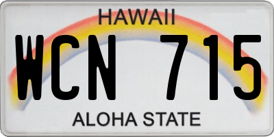 HI license plate WCN715