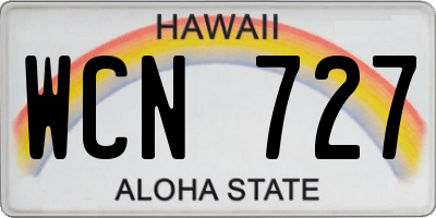 HI license plate WCN727
