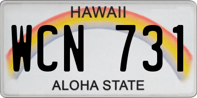 HI license plate WCN731