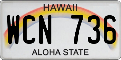 HI license plate WCN736